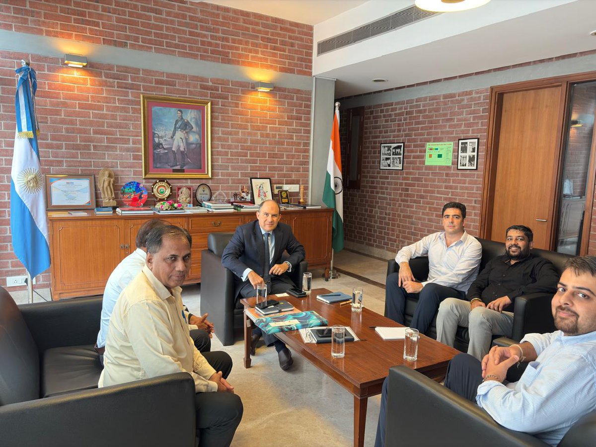 Team NSAI met H.E. Ambassador of the Argentina Republic, Mr. Mariano Agustine Caucino &amp; Minister Attaché, Agriculture, Mr. Mariano Beheram, at the Argentina Embassy to plan for Indian Seed Industry delegation to Argentina and to explore the Seed Trade between the two countries.