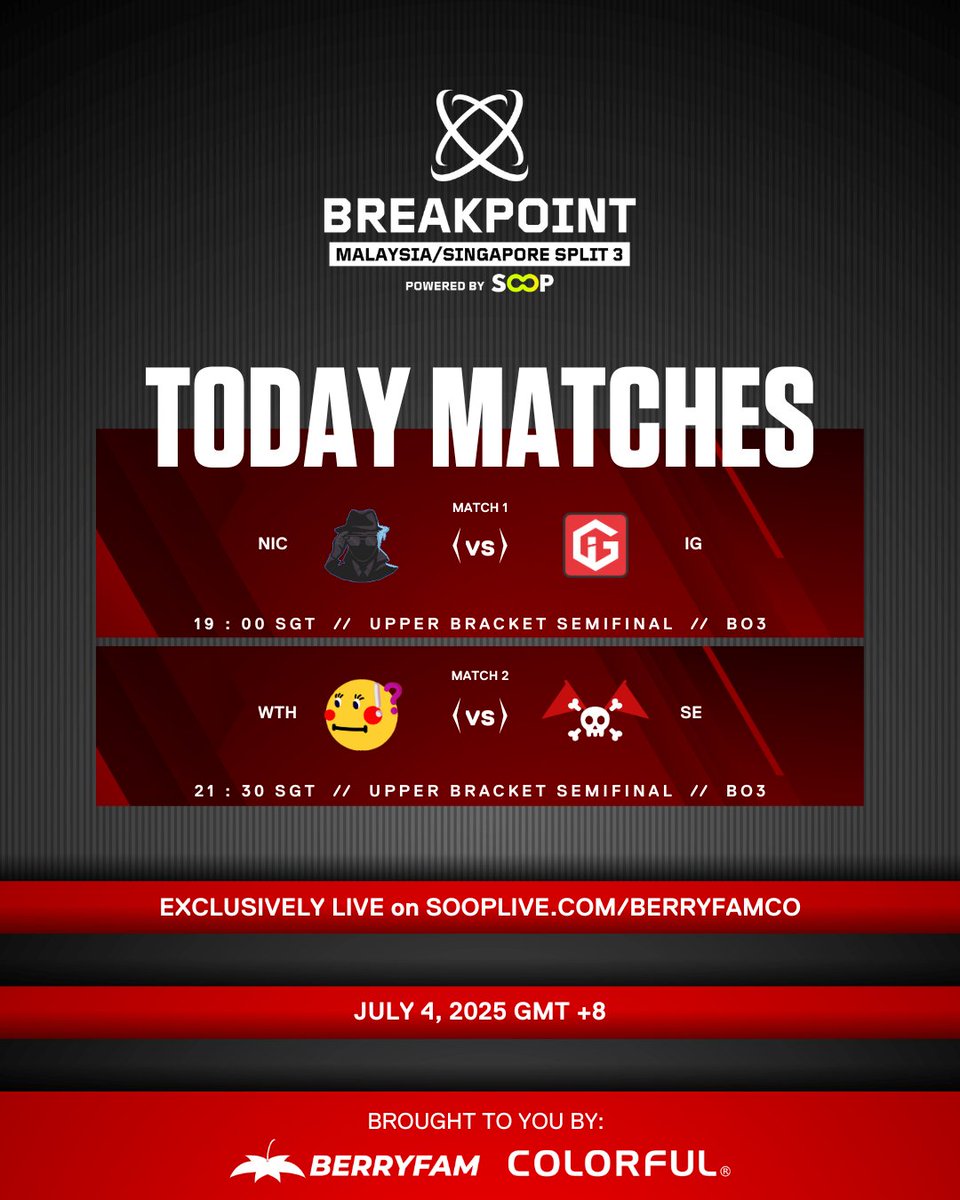 🔥 UPPER BRACKET SEMIFINALS – TONIGHT 🔥

The stage is set. Yesterday’s victors, IGNITE and Suicide Empire, are stepping into the spotlight once again, this time, with a shot at the Upper Bracket Final on the line against Top 2 Seed NIC and WTH.

Will IGNITE’s momentum carry them