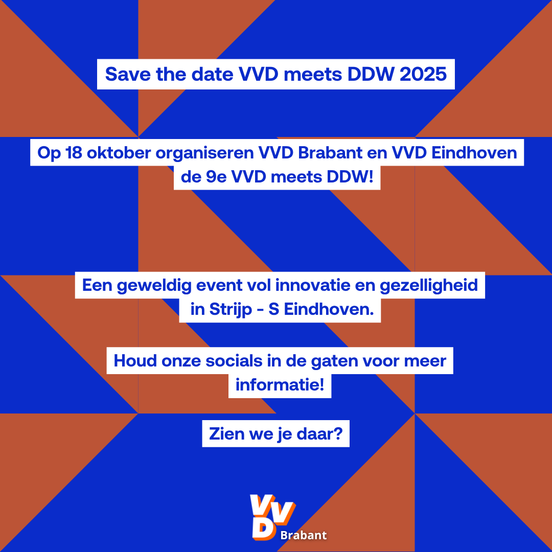 VVDBrabant's tweet photo. Het jaarlijkse VVD meets DDW event is er weer! Op 18 oktober tijdens Dutch Design Week in Eindhoven: Guided Tour + netwerkborrel. Mis het niet! Meld je aan via de link! https://t.co/xYNvd2p5t8 

#VVDBrabant https://t.co/OyL3MnvNMU