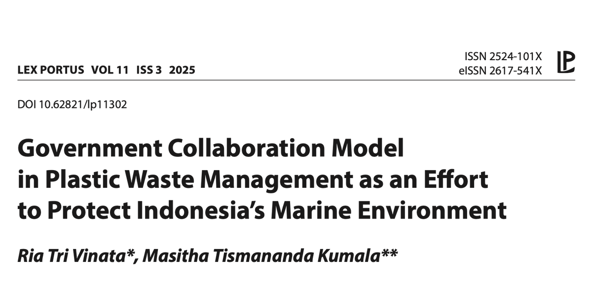 Lex_Portus's tweet photo. Government Collaboration Model in Plastic Waste Management as an Effort to Protect Indonesia’s Marine https://t.co/PFmcEDosP2
#marine #plastic #waste #WasteManagement  #Indonesia https://t.co/DaRb7mIOE6