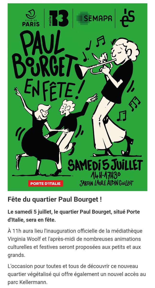 SAMEDI, on inaugure un NOUVEAU QUARTIER #paris13

Nouveau jardin, nouvelle médiathèque, nouveaux logements familiaux et étudiants, nouvelle mixité (hôtels, activités et lieu de loisir).

Ce sera une jolie fête 🎉🎈
