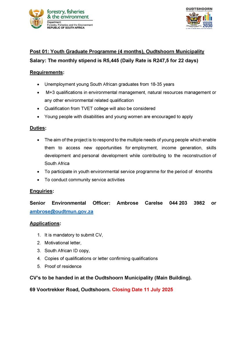 Oudtshoorn Municipality tweet media