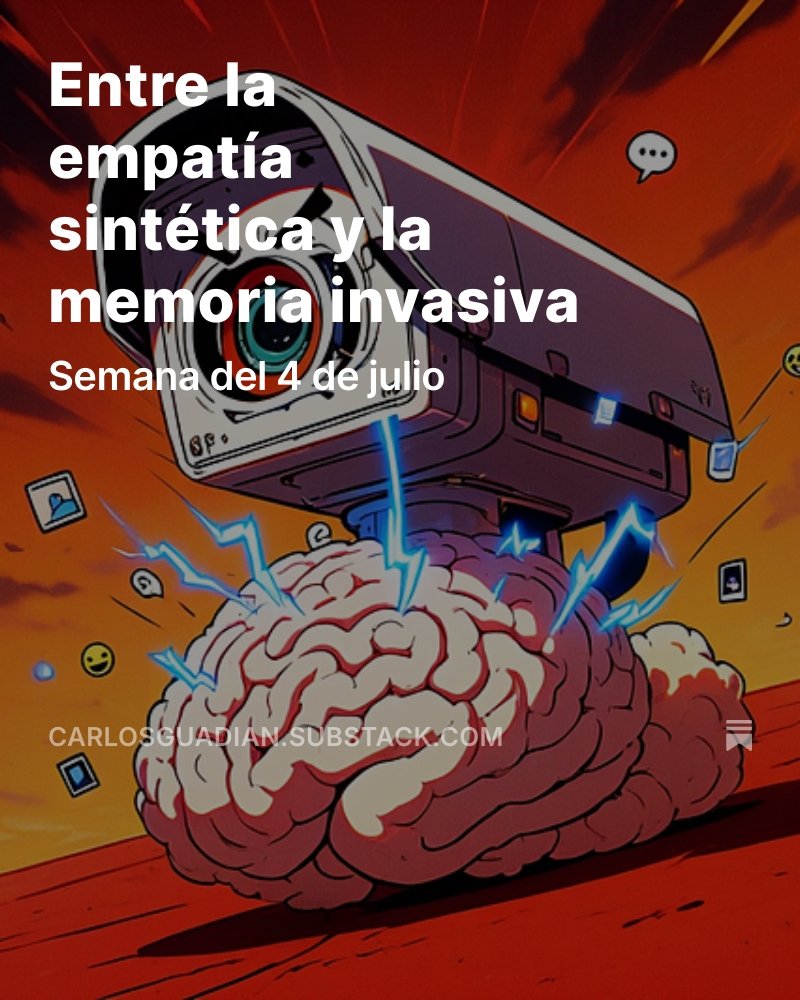 Simulaciones que razonan, algoritmos que te escuchan (demasiado) y propaganda freemium. Esta semana en CluPad: IA ética en Hollywood, la memoria infinita de ChatGPT, y Claude como confidente emocional.
📎 Léelo en #CluPadenCorto: carlosguadian.substack.com/p/entre-la-emp…