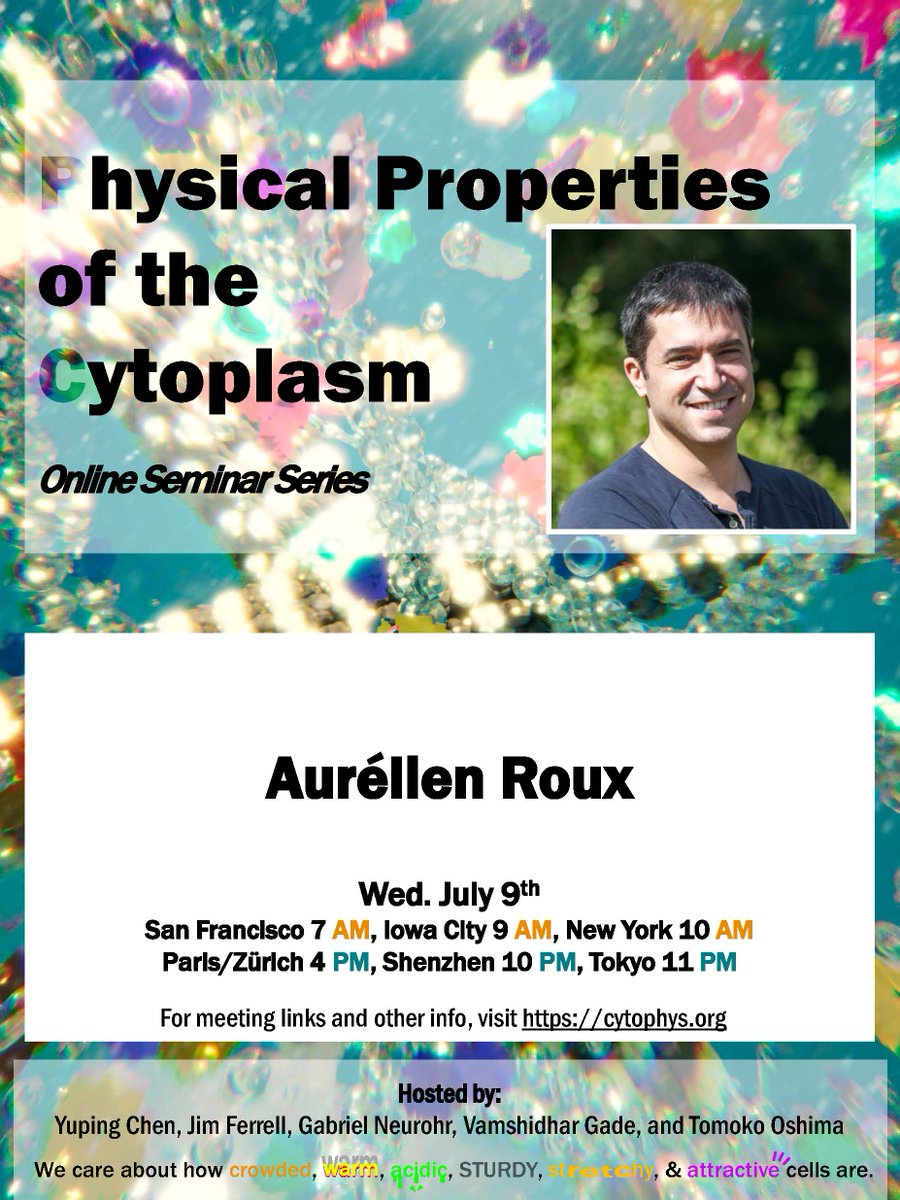 seedfeeder's tweet image. Please join us for a talk from Dr. Aurélien Roux (University of Geneva) in the Physical Properties of the Cytoplasm online seminar series. For more info, visit cytophys.org