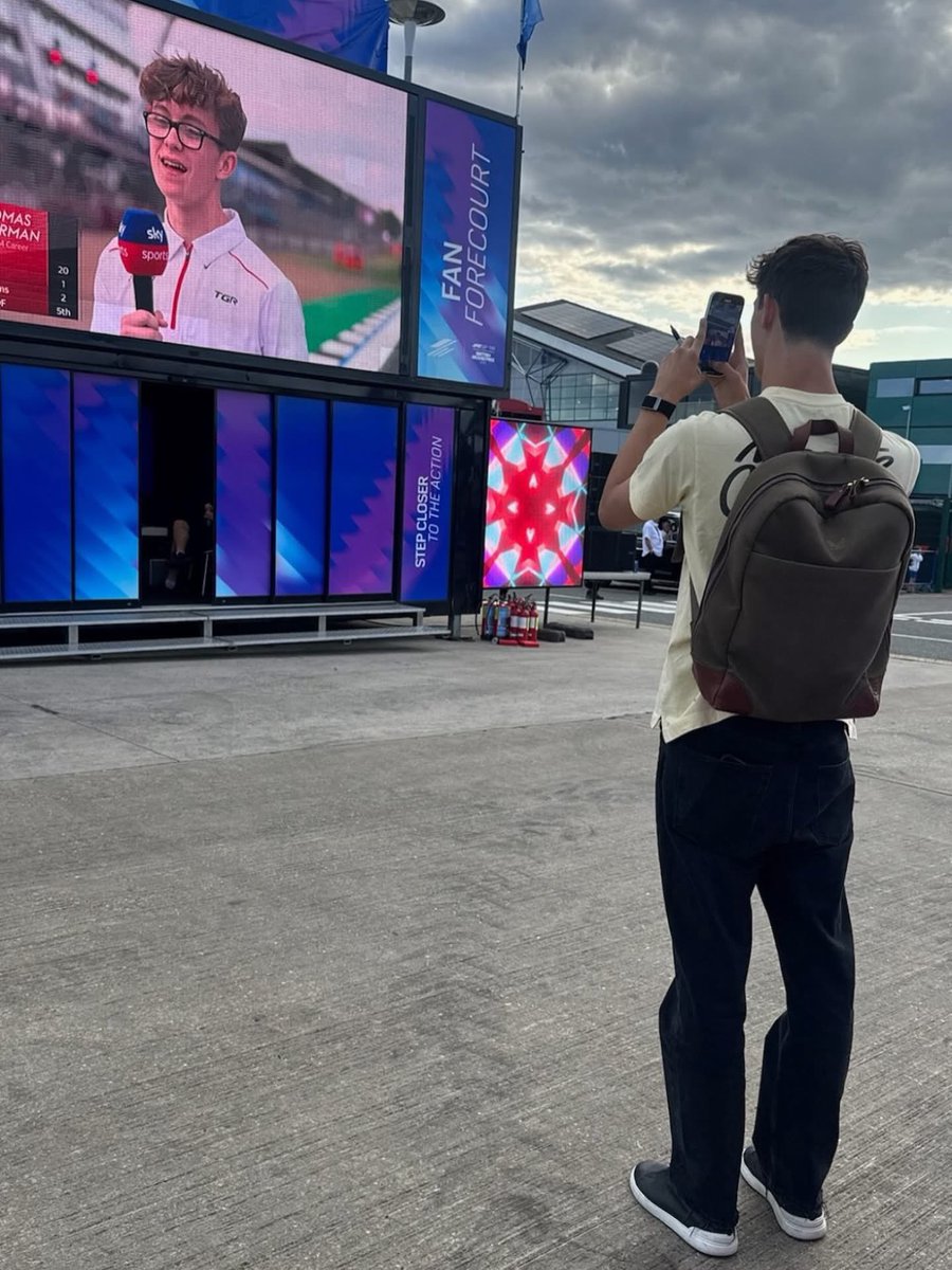 Oliver Bearman taking a photo of his younger brother being interviewed at Silverstone might be our favourite photo of the weekend so far ❤️📸

#BritishGP