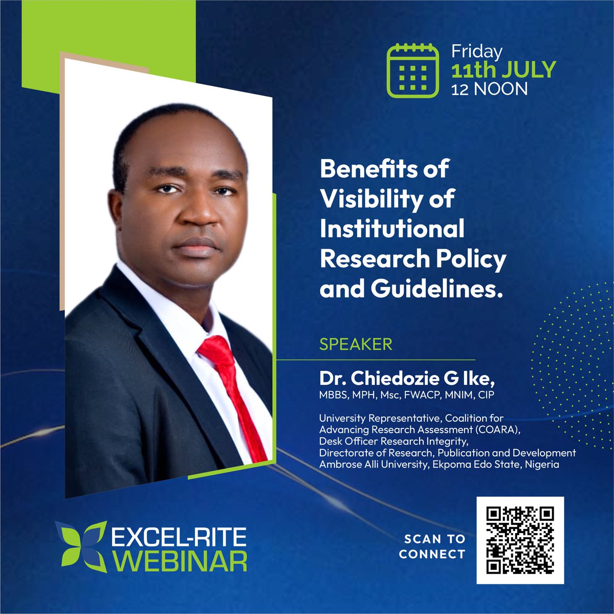 Don't miss this post EXCEL-RITE Conference Webinar.

Topic: Benefits of Visibility of Institutional Research Policy and Guidelines.

Registration and Participation is free! Click the link to register  us06web.zoom.us/webinar/regist…