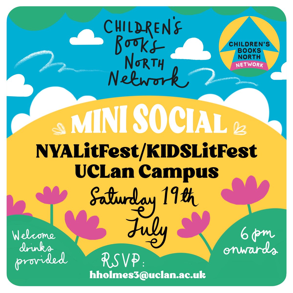 books_north's tweet image. Come and join us after @NYALitFest on Saturday 19th July! There will be welcome drinks provided and a chance to meet other Children’s Books North Network members, to talk all things publishing! We look forward to seeing you there 🥳📚