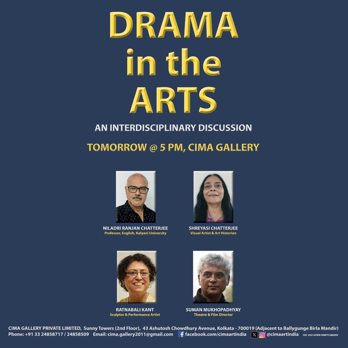 "Where performance meets perspective — Dive into the drama behind the arts. Tomorrow, 5 PM at CIMA Gallery."