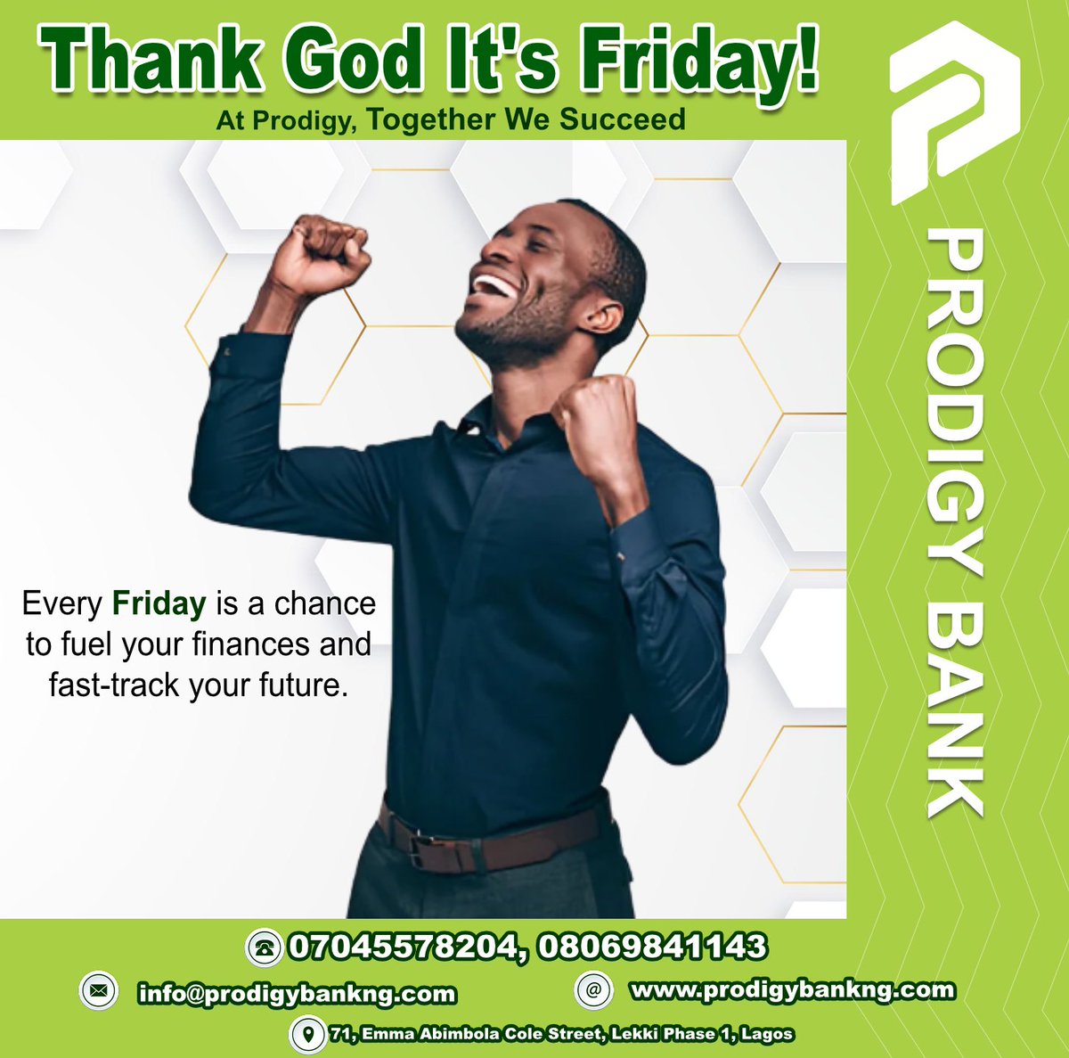 Prodigybankng's tweet photo. Jump into July with focus and fire—every Friday is a chance to fuel your finances and fast-track your future.
#FinancialFriday #JulyGoals #WealthBuilding #MoneyMindset #ProdigyBank https://t.co/DWb1e92WYl
