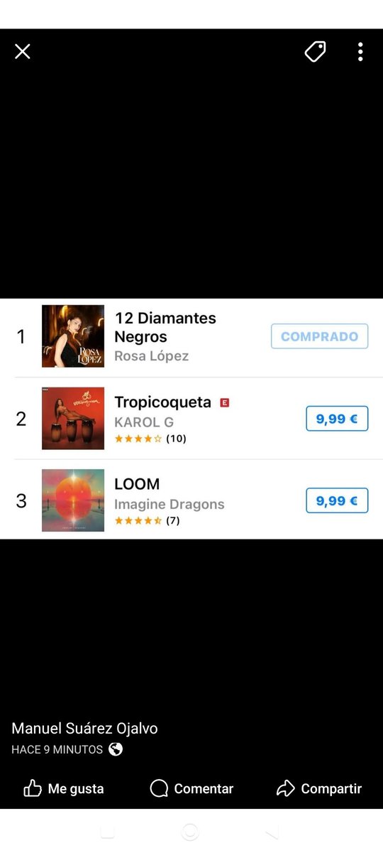 Directa al N°1 con su nuevo Album <a href="/RosaLopez/">Rosa López</a> #12DiamantesNegros 💎
