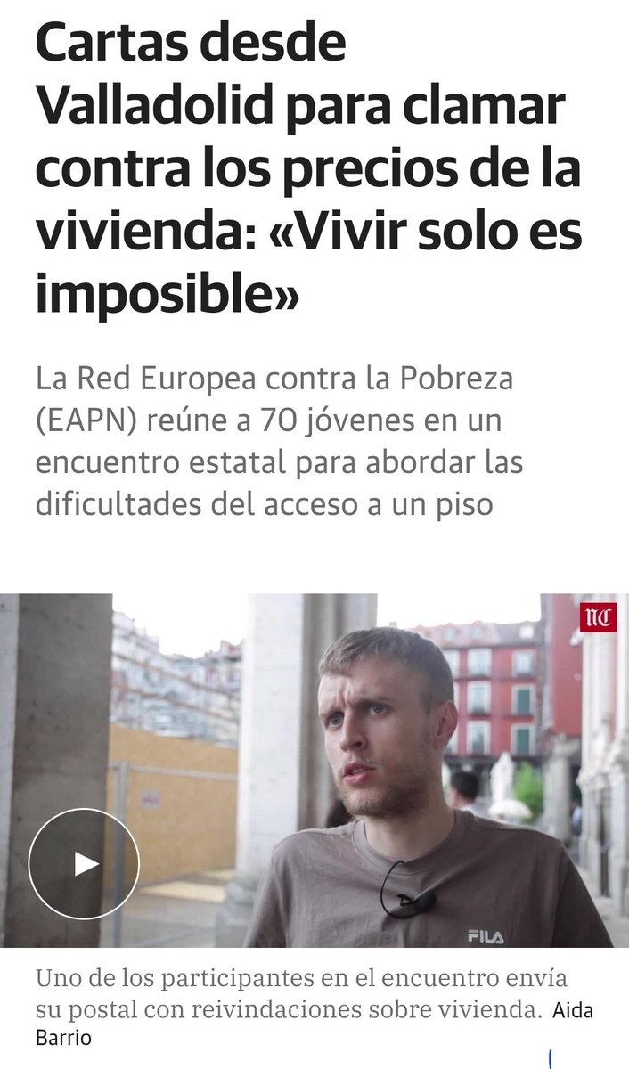 EAPN Castilla y León (@eapncyl) on Twitter photo ✉️📩🏘📢Cartas desde Valladolid para clamar contra los precios de la vivienda: «Vivir solo es imposible»
elnortedecastilla.es/valladolid/car… <a href="/EAPNCyL/">EAPN Castilla y León</a> <a href="/EAPNes/">EAPN España</a> #Activatextufuturo ✉️📩🏘📢Cartas desde Valladolid para clamar contra los precios de la vivienda: «Vivir solo es imposible»
elnortedecastilla.es/valladolid/car… <a href="/EAPNCyL/">EAPN Castilla y León</a> <a href="/EAPNes/">EAPN España</a> #Activatextufuturo