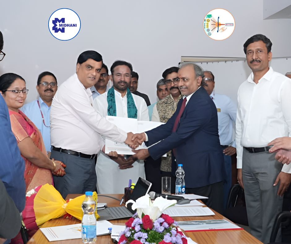 #मिधानि और #एनएफटीडीसी ने #अनुसंधान_एवं_विकास को मजबूत करने और महत्वपूर्ण धातु प्रौद्योगिकियों को बढ़ाने के लिए हाथ मिलाया!
#MIDHANI and #NFTDC join hands to strengthen R&amp;D and scale up critical metal technologies! 
 #Innovation #Research #Development #AtmanirbharBharat