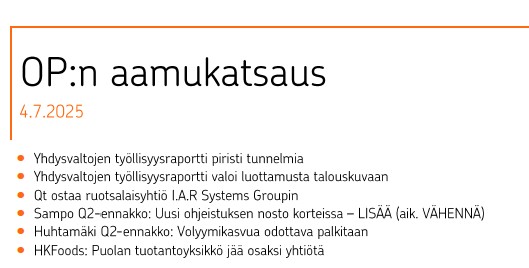 Perjantain Aamukatsaus: <a href="/OP_Ryhma/">OP</a>
<a href="/OPsijoittaminen/">OPxSijoittaminen</a> #sijoittaminen #säästäminen
