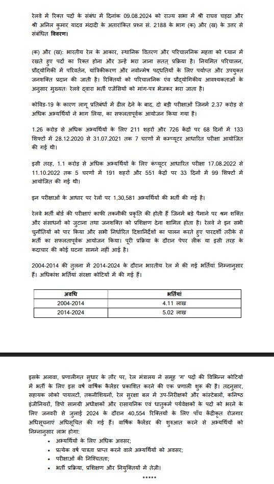 Gaurav Shyama Pandey (@gauraw2297) on Twitter photo रेलवे में कुल कितने पद खाली हैं?
राज्यसभा में सांसद <a href="/ShayarImran/">Imran Pratapgarhi</a>, <a href="/raghav_chadha/">Raghav Chadha</a> ने सवाल पूछा. लेकिन जवाब क्या मिला, खुद ही देखिए.
रेलवे के डिब्बे, सीसीटीवी, पुराना इतिहास, स्टेशन, आंय, बांय सांय सब गिना दिया गया. लेकिन परम आदरणीय रेल मंत्री जी ने ये नहीं बताया कि रेलवे में रेलवे में कुल कितने पद खाली हैं?
राज्यसभा में सांसद <a href="/ShayarImran/">Imran Pratapgarhi</a>, <a href="/raghav_chadha/">Raghav Chadha</a> ने सवाल पूछा. लेकिन जवाब क्या मिला, खुद ही देखिए.
रेलवे के डिब्बे, सीसीटीवी, पुराना इतिहास, स्टेशन, आंय, बांय सांय सब गिना दिया गया. लेकिन परम आदरणीय रेल मंत्री जी ने ये नहीं बताया कि रेलवे में