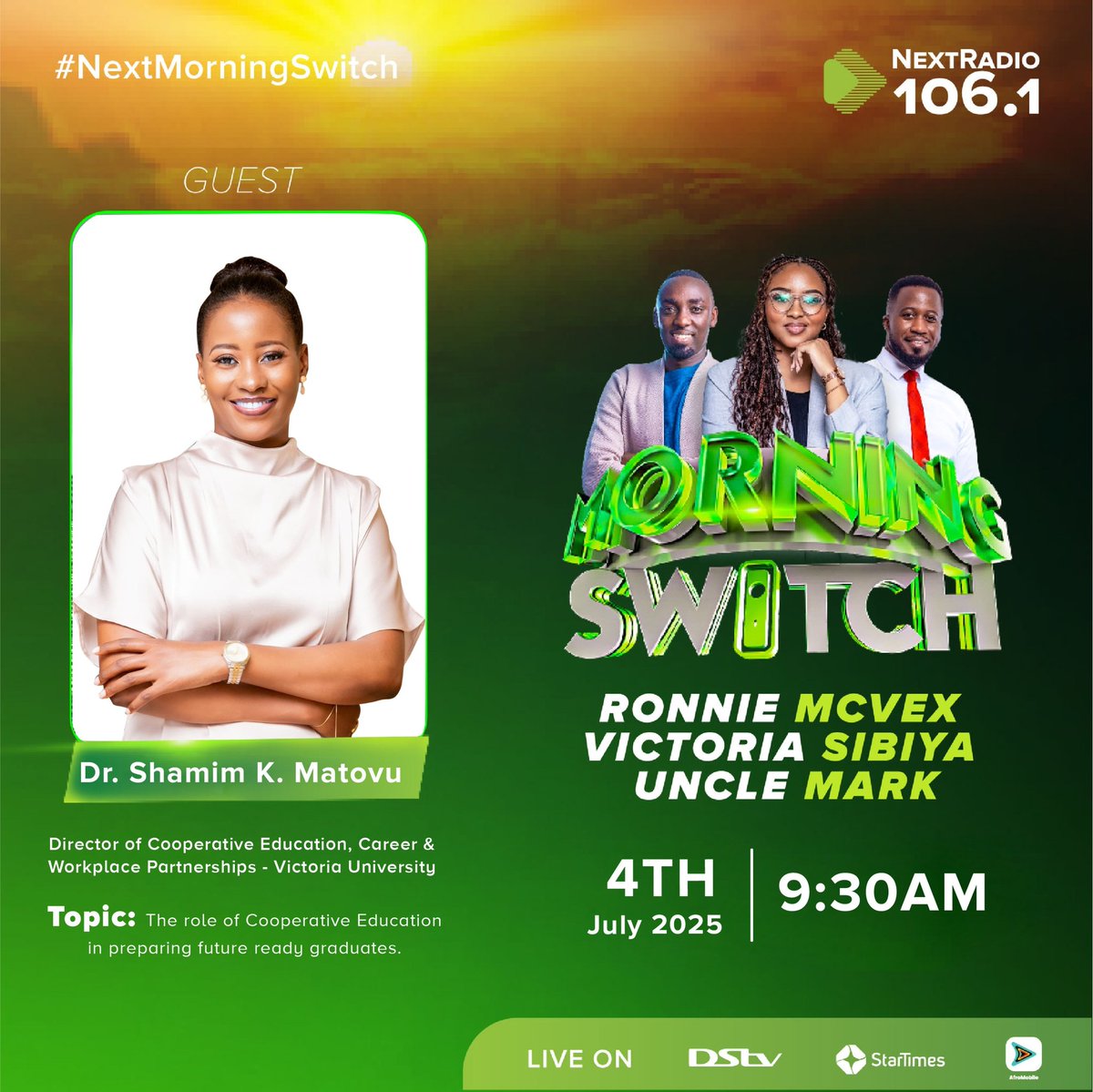 VUCoopEd's tweet image. Happening Now on @nextradio_ug
Our Director Cooperative Education Office @shamimkmatovu  &amp;amp; @isaacBakashaba2  are live  unpacking 

📌Bridging academic &amp;amp;industry 
📌Experiential learning for future -ready 
📌 Why Co-op education matters
 
✅ tune in 
✅Listen In 
✅Join the convo!