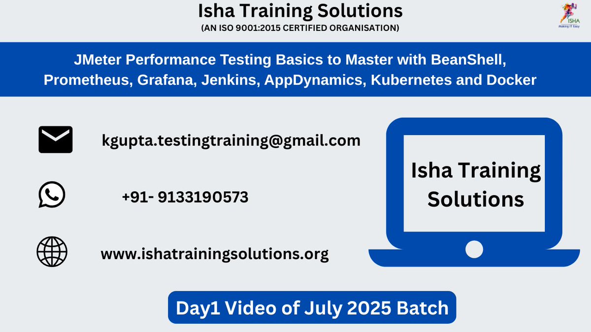 IshaKumargupta's tweet image. “JMeter Performance Testing Basics to Master”-Day1 Video
youtu.be/phPGRdoUl7o
Enrollments are still in progress
Regular sessions will start from:4th July @ 9PM(IST)/4th July @ 11:30AM(EST)
The course Price: 8,900 INR /109 SD
call/WhatsApp @ +91- 133190573
#JMeter #ApacheJMeter