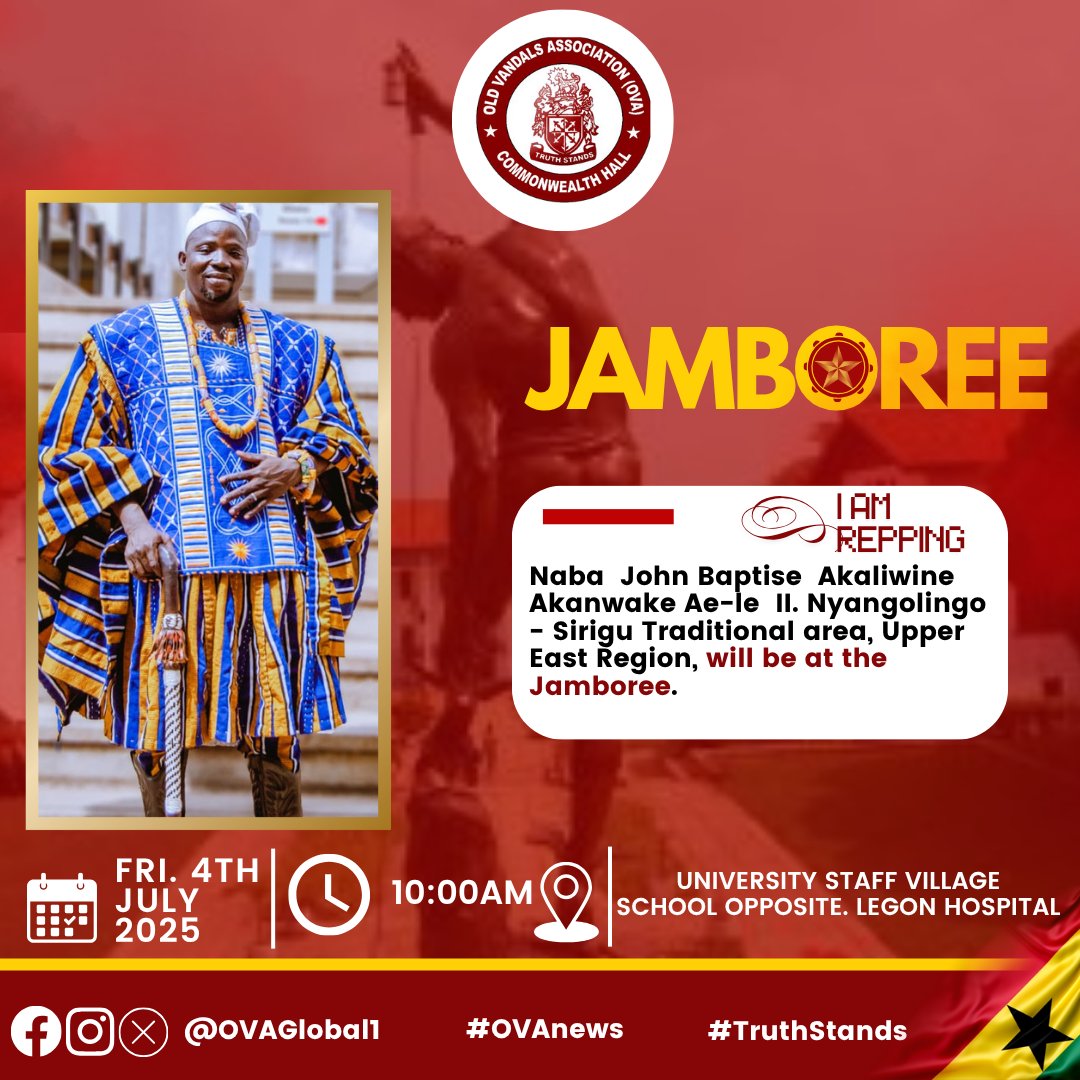 His Highness Naba John Baptise Akaliwine Akanwake Ae-le II and his entourage will be at the #Jamboree2025