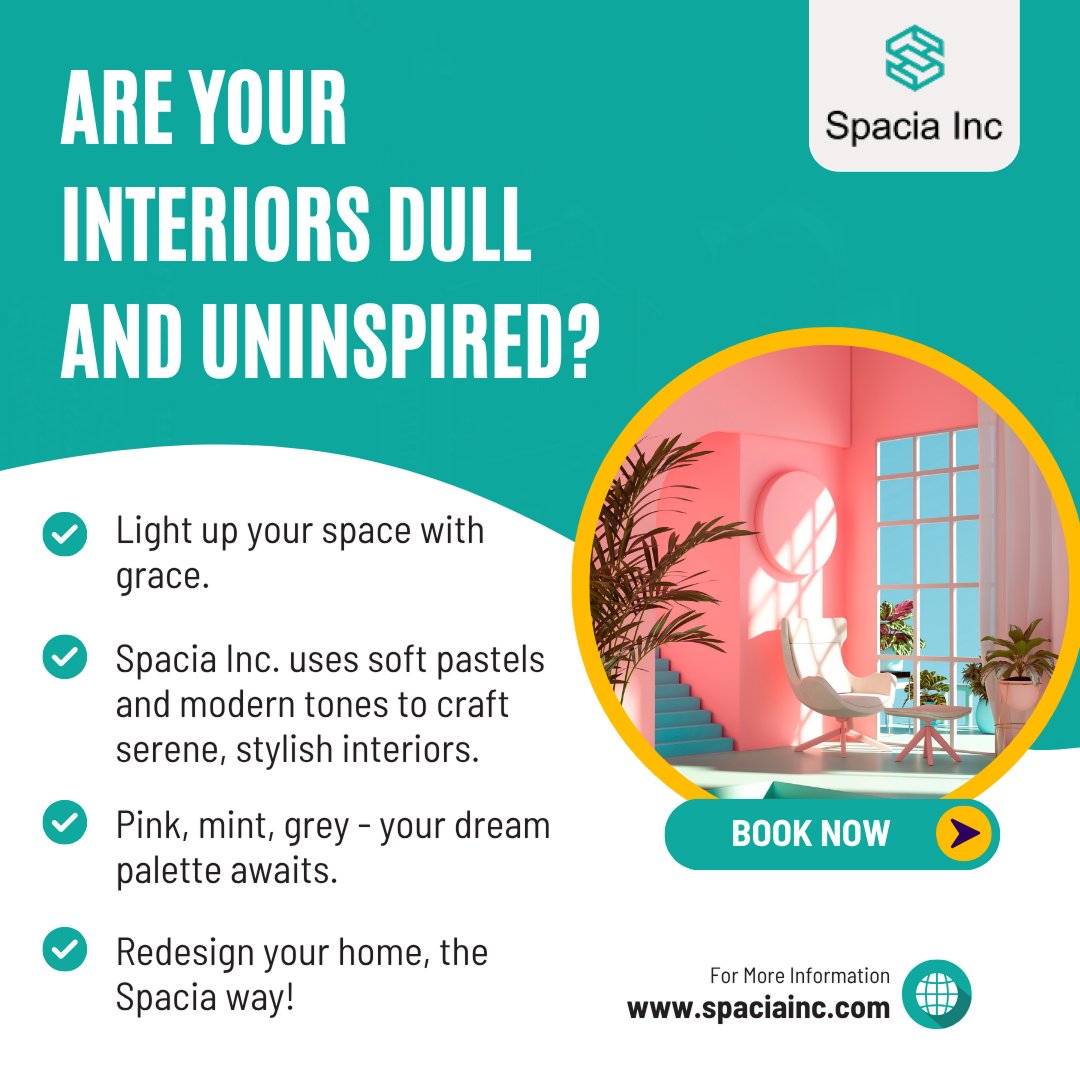 spaciainc's tweet image. 🚀 Calm Colors, Inspired Interiors 🌸

🌸 Soft pastel color schemes
🏠 Interior design with personality
🖌️ Modern tones that uplift

For more information!
Visit us: spaciainc.com

#Spaciainc #InteriorElegance #PastelDesign #SoftTones #SereneSpaces #ModernInteriors