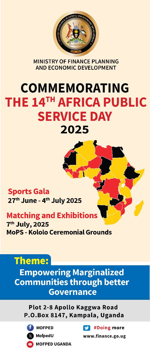 mofpedU's tweet image. 14TH AFRICA PUBLIC SERVICE DAY:
Throughout this week,@mofpedU has actively participated in the Sports Gala at @Makerere sports grounds as part of the activities to commemorate the 14th Africa Public Service Day 2025.
The football team has already qualified for the finals of…