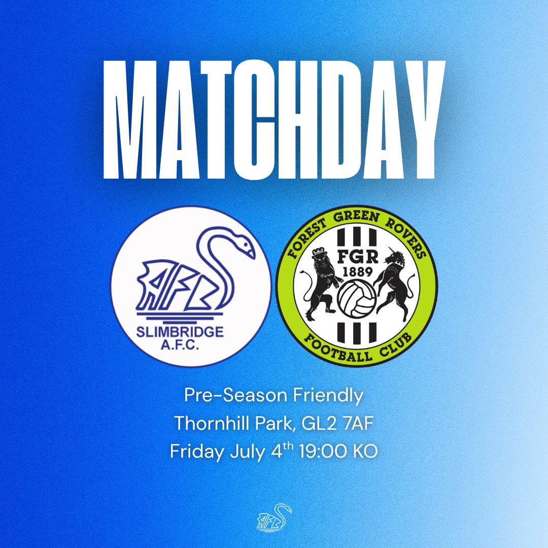 Slimbridge AFC (@slimbridgeafc) on Twitter photo It’s MATCHDAY!
🆚 | <a href="/FGRFC_Official/">Forest Green Rovers</a>
🏆 | Pre-season friendly
📍 | Thornhill Park, GL2 7AF
⏳ | 19:00 KO
🎟️ £6, U16s free
Supporters information: slimbridgeafc.co.uk/news/newsitem.…
#UpTheSwans🦢 It’s MATCHDAY!
🆚 | <a href="/FGRFC_Official/">Forest Green Rovers</a>
🏆 | Pre-season friendly
📍 | Thornhill Park, GL2 7AF
⏳ | 19:00 KO
🎟️ £6, U16s free
Supporters information: slimbridgeafc.co.uk/news/newsitem.…
#UpTheSwans🦢