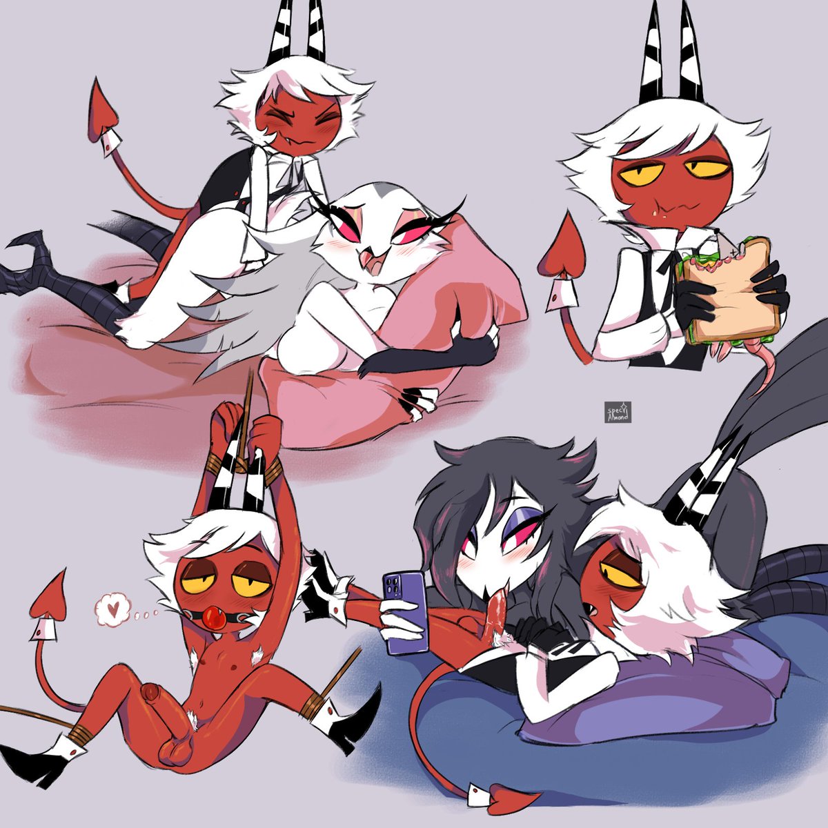 Hopefully her servant can give her a warning before her mouth is filled with seed.