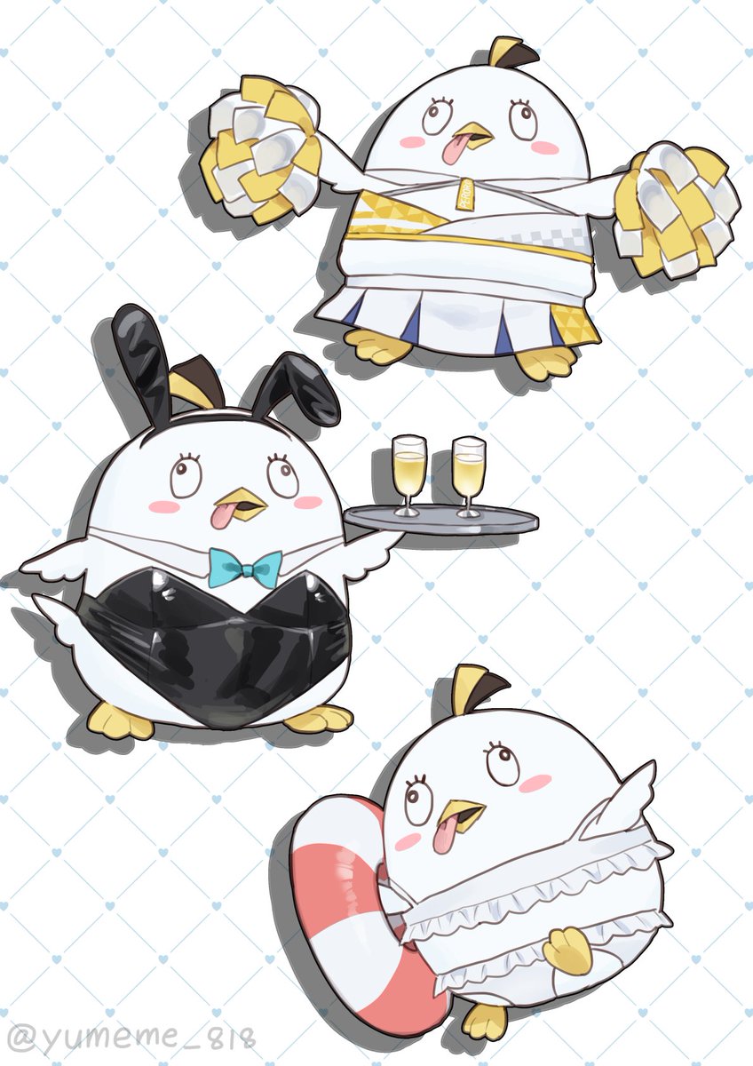 yumeme_818's tweet image. ペロロ(チーパオ)　ペロロ(応援団)
ペロロ(メイド)　　ペロロ(バニー)
ペロロ(パジャマ)　ペロロ(水着)