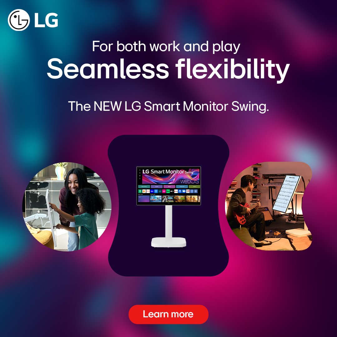 Looking for ways to work efficiently, and play at the same time? Our latest LG Smart Monitor Swing comes with a flexible stand to help you do just that. Check it out.
lg.com/au/monitors/my…