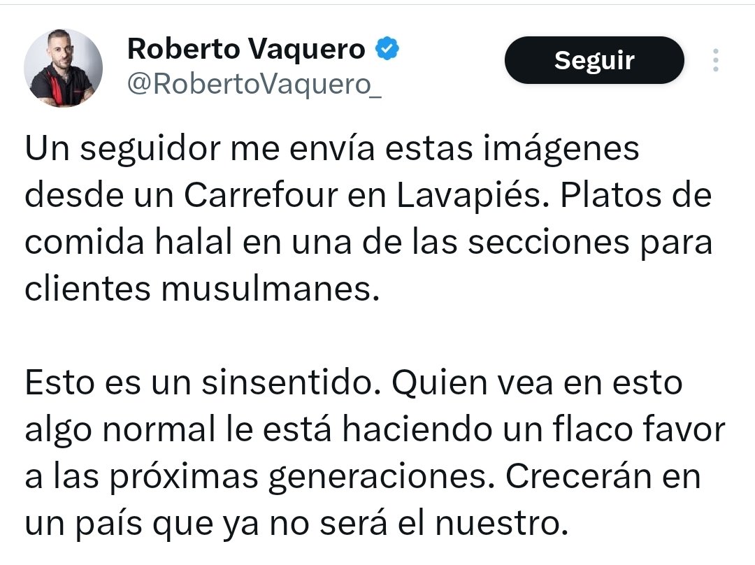 Carrefour persigue la actividad sindical. Vaquero calla.
Carrefour financia al ente sionista. Vaquero calla.
Carrefour vulnera los derechos de los trabajadores. Vaquero sale a la c... no hombre, se calla.
Carrefour saca productos "halal". Vaquero: