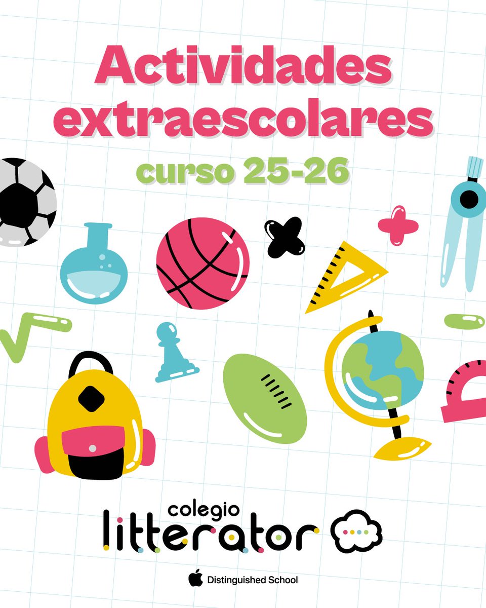📢 ¡Abierto el plazo de inscripción para las #extraescolares 25-26 en Litterator!
🏉⚽ Este año sumamos #rugby y #balonmano como novedades deportivas.
📲 +info e inscripciones 👉 colegiolitterator.com/extraescolares

#Colegio #Litterator en Aranjuez &gt; #SueñaCreativo
