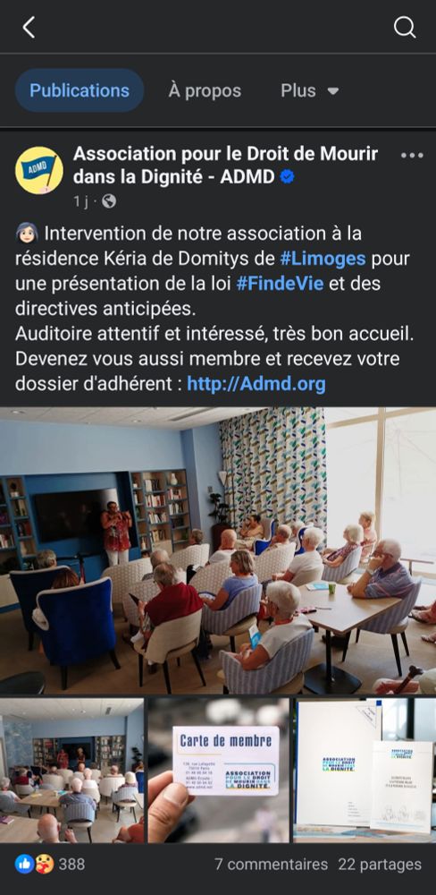 Aller à la rencontre de personnes âgées dans un EHPAD, vivier de personnes isolées, déprimées, anxieuses de peser sur leurs proches par les visites et par le coût que représente l’EHPAD, et aller leur vanter l’euthanasie, c’est oublier de vivre *soi-même* dans la dignité.