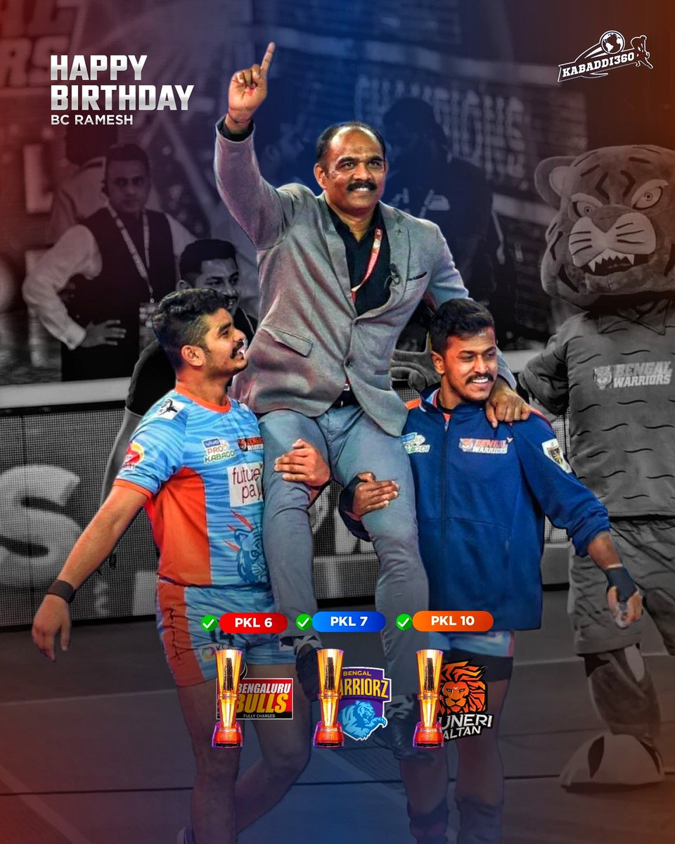 Kabaddi_360's tweet photo. Happy birthday to the first coach in PKL history to win 3 trophies as a coach 🎂
.
.
.
#BCRamesh #Birthday #HappyBirthday #Coach #Kabaddi #Kabaddi360 https://t.co/IEBIi8D9vc