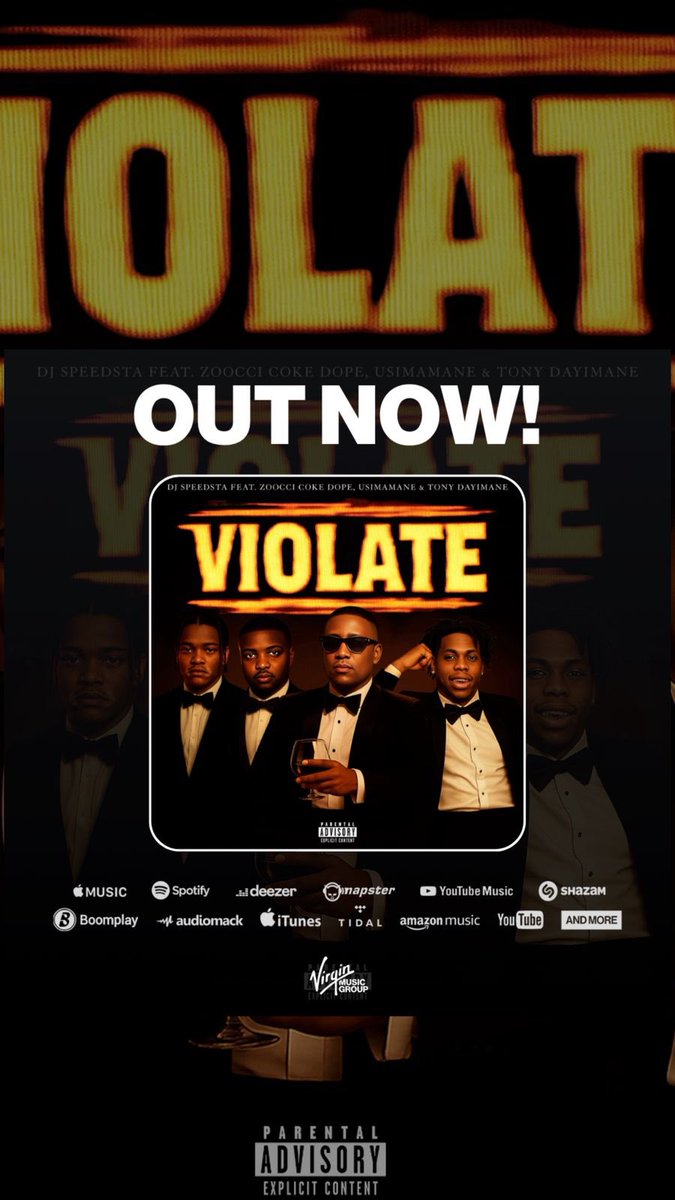 ‼️ NEW MUSIC OUT NOW ‼️

New single “Violate” taken off the upcoming album has officially been unlocked 🔓

VMGAfrica.lnk.to/ViOLATEAr

S/O to <a href="/Zoocci_CokeDope/">Zoocci Coke Dope</a> <a href="/Usimamane_/">Kultsha Usiko, Don Tesla.💕</a> <a href="/tonydayimane/">Big Boy</a> 🤞🔥🚀🧨

Full album lands on Friday 18 July, Pre Add Link : VMGAfrica.lnk.to/120OceanViewDr…