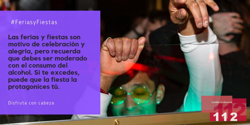 112 Castilla-La Mancha (@112clm) on Twitter photo Las terrazas de verano, los festivales de música🎶🥁 y las fiestas patronales, que han comenzado en algunos lugares, nos invitan a divertirnos hasta altas horas de la madruga. Recuerda que puedes pasarlo bien 🚫🍸🚫sin alcohol. #112clm Las terrazas de verano, los festivales de música🎶🥁 y las fiestas patronales, que han comenzado en algunos lugares, nos invitan a divertirnos hasta altas horas de la madruga. Recuerda que puedes pasarlo bien 🚫🍸🚫sin alcohol. #112clm