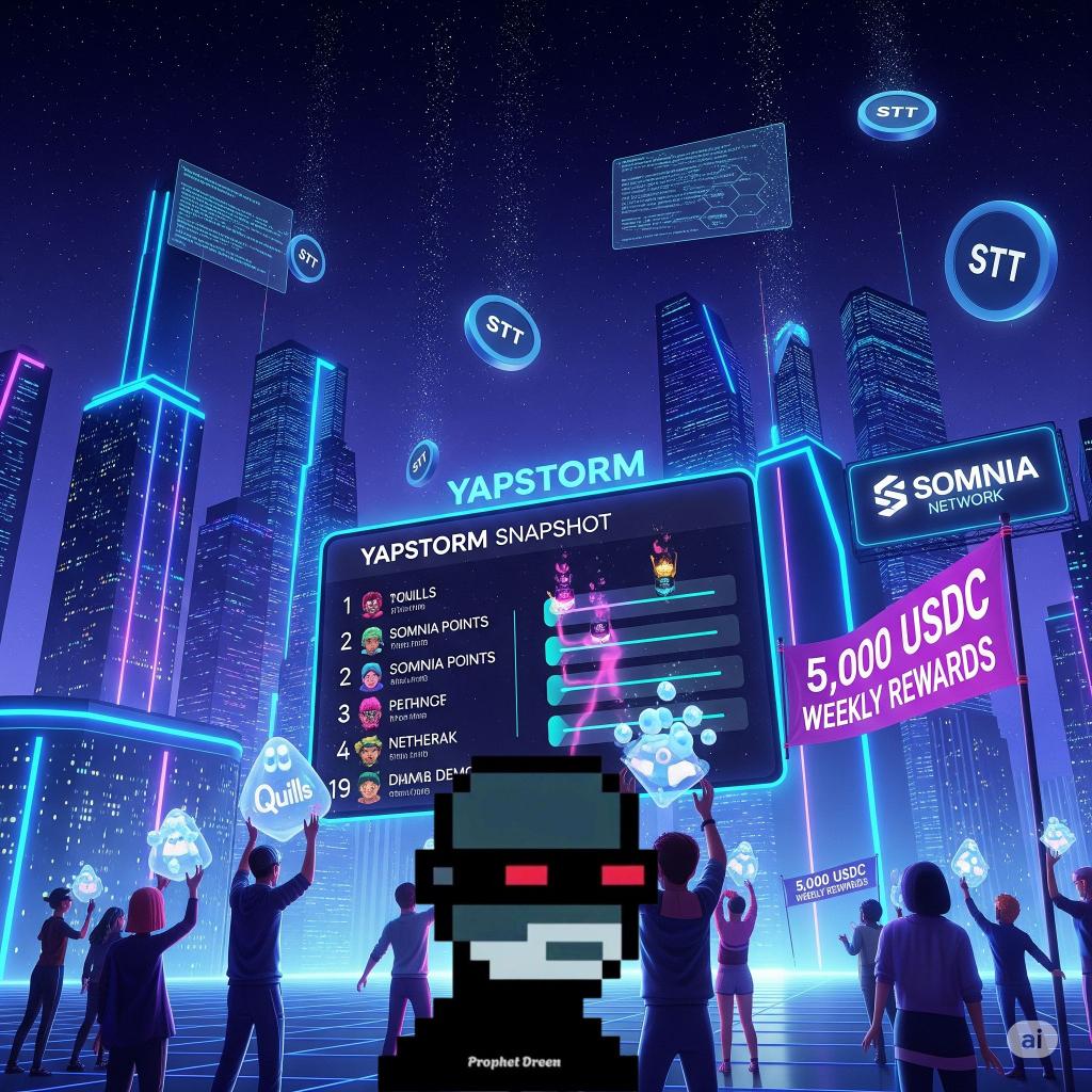 GM from a Fully Onchain World Pt 10 🫶

It's already 10 days wow 😮‍💨 and yeah it's Friday you know what that means? 

Somnia YapStorm rewards:
- $5K to top 20 
- 100k Somnia points to the top 100 

If you've been grinding Somnia, this is the day to get rewarded!

Snapshot is also