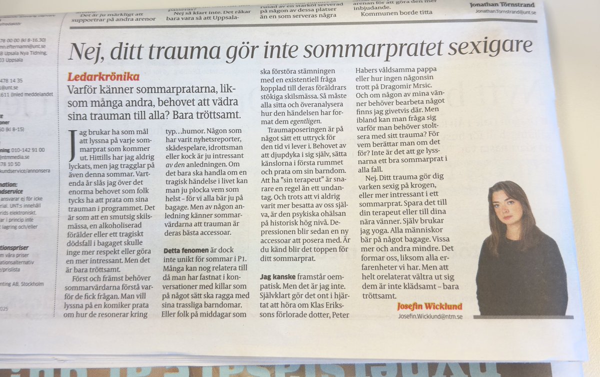 En av mina största hjärtefrågor. Sluta traumaposera!
unt.se/ledare/ledarkr…