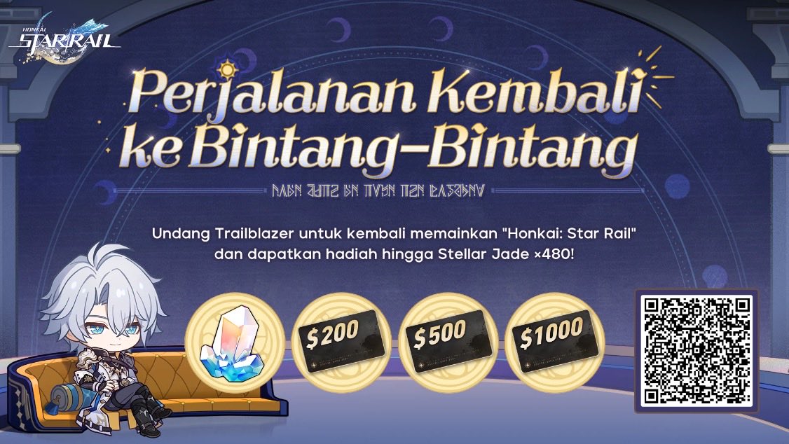 miicaasa_'s tweet photo. Trailblazer yang Kembali dapat menghubungkan kode undangan dan log in ke game untuk memenangkan Stellar Jade, Gift Card, dan hadiah kejutan lainnya! https://t.co/geOI3LXufy