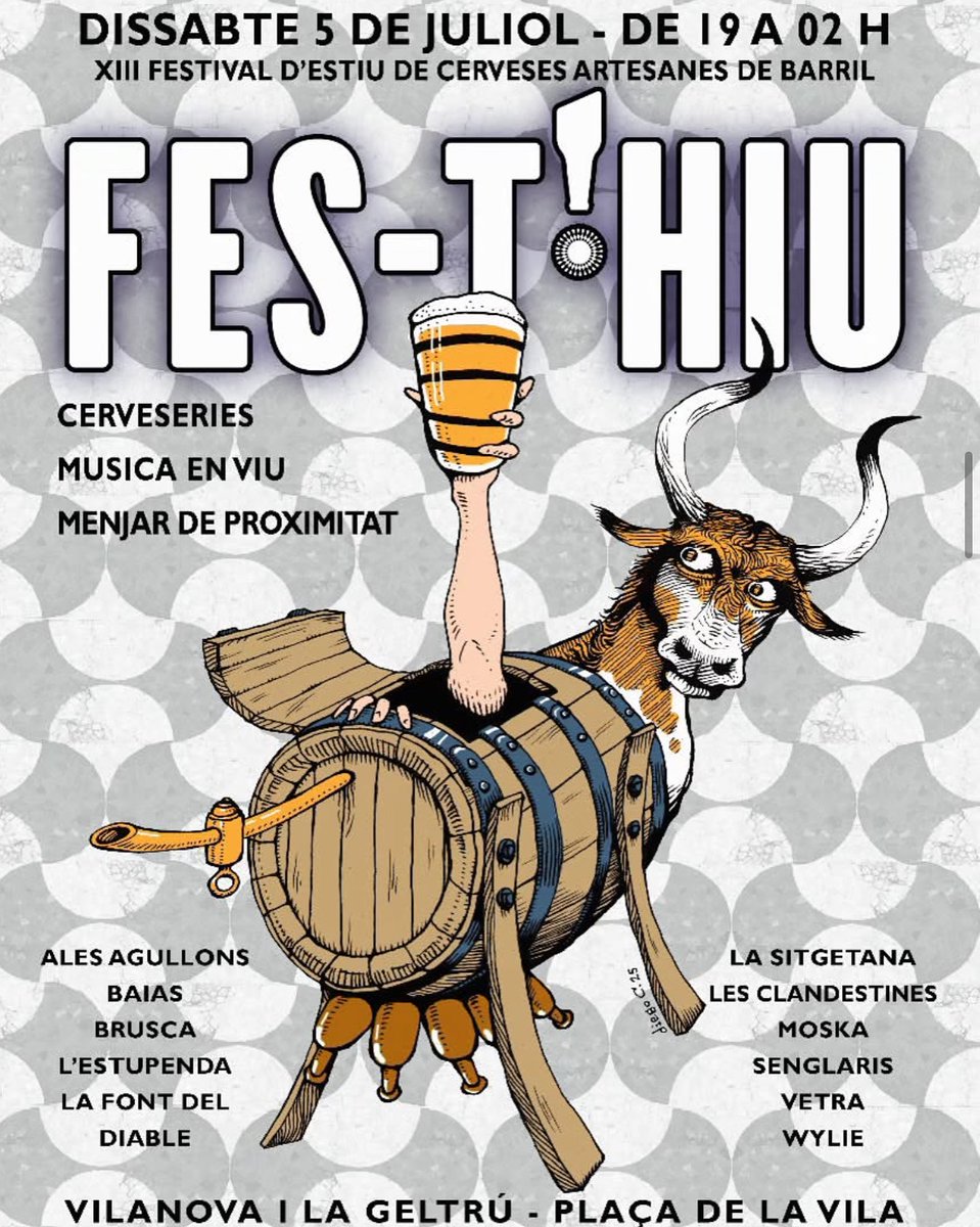 🍻 Ets fan de la cervesa?  No et perdis dissabte, 5 de juliol, el XIII Festival d'Estiu de Cerveses Artesanes de Barril a la plaça de la Vila de #VNG!

Hi trobaràs 10 productors de cervesa artesana, menjar de proximitat i música en viu i djs.

#Vilanovaturisme #Cervesaartesana