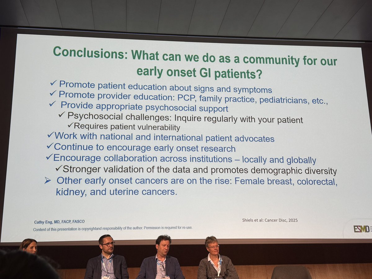 🤘🏻Powerful insights from <a href="/CathyEngMD/">Dr. Cathy Eng</a> at #ESMOGI25 on the rising tide of early-onset GI cancer. Highlighting the real-world challenges and the heterogeneity of current research—calling for more coordinated, inclusive studies to meet the needs of this unique population. <a href="/myESMO/">ESMO - Eur. Oncology</a>