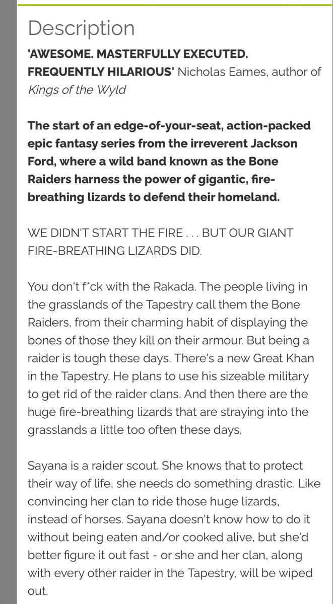 arkareads's tweet image. Now reading the eARC of #TheBoneRaiders by Jackson Ford. Courtesy of #NetGalley &amp;amp; Little, Brown Book Group UK.

This will be a reading impression thread and the review will be linked at the end ☠️