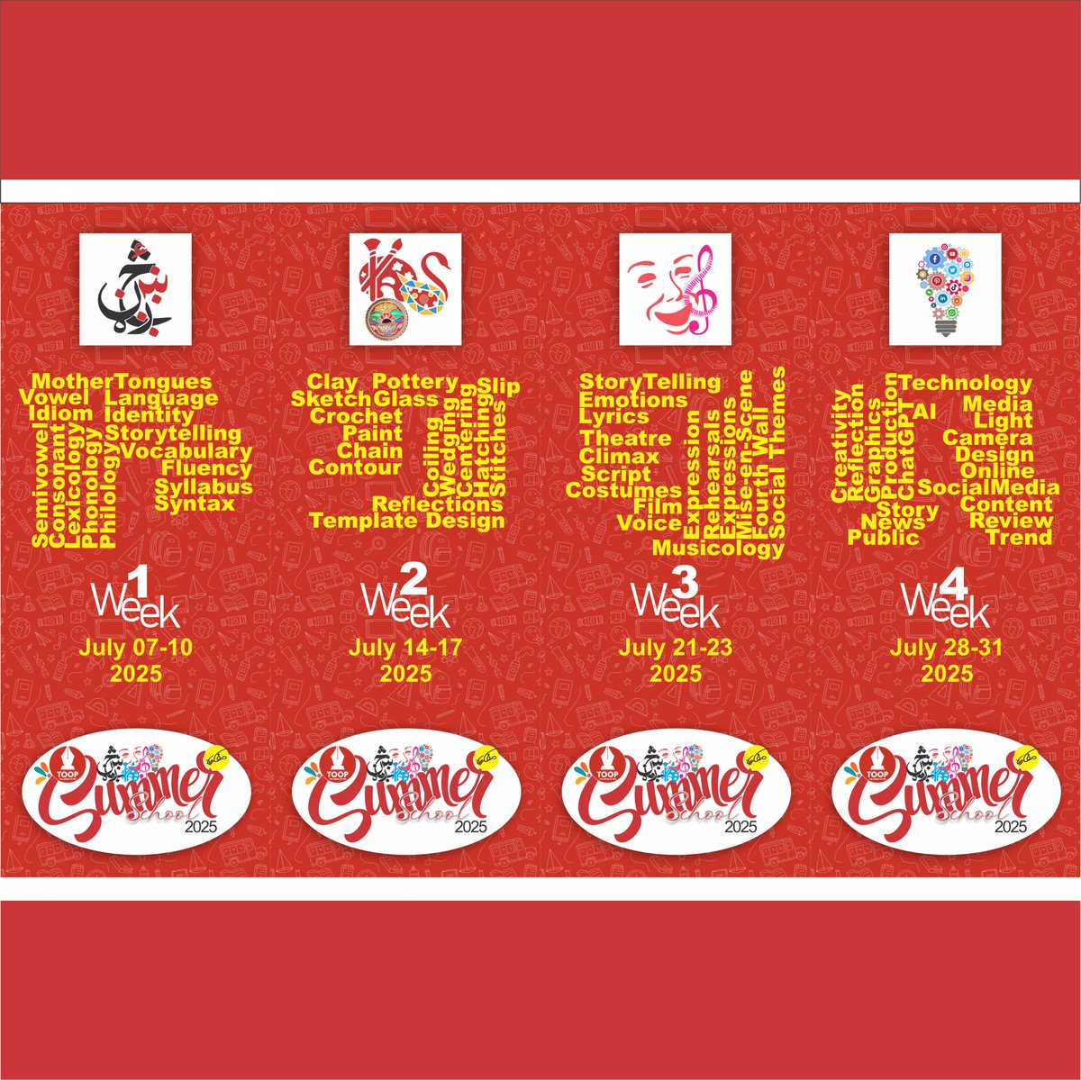 Mafkoora2020's tweet image. Step into a world of wonder at our Upcoming #SummerSchool!
Discover how we've brought to life a joyful month of mother tongues/ languages, learning, wisdom, colors, arts, crafts, rhythms, Media, Technology, and boundless energy.
#Mafkoora #TOOP #EvolvingTheNation