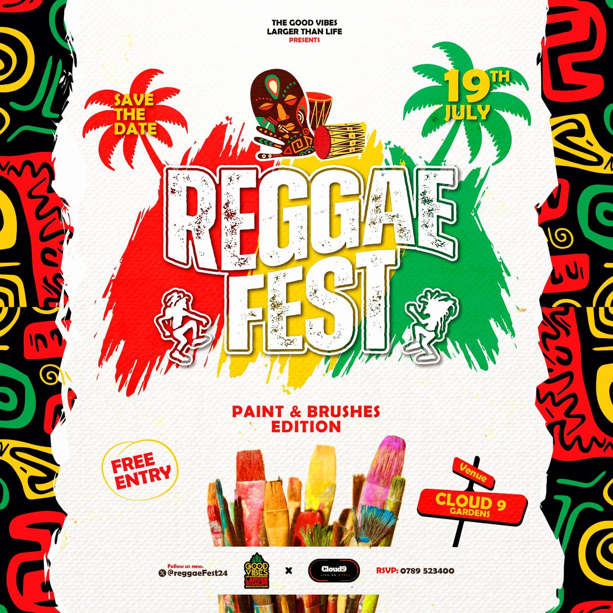 RaggaeFest24's tweet photo. Van Gogh once said  "I dream my painting, and then I paint my dream" . 

This July come and join us at Cloud 9 Arena as we paint away and jam to our favorite reggae mixed by our DJs
🔴🟡🟢🎨🖌️🖼️ https://t.co/wSpnu81WJ9