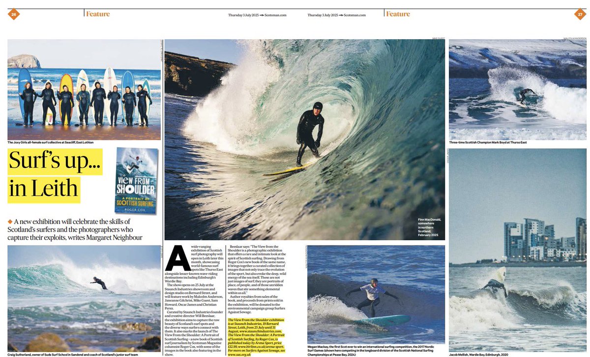 ICYMI: spread in yesterday’s  <a href="/TheScotsman/">The Scotsman</a> on the upcoming #scottish #surf #photography exhibition at Staunch Industries in Leith: 

Full story here: 

scotsman.com/lifestyle/outd…