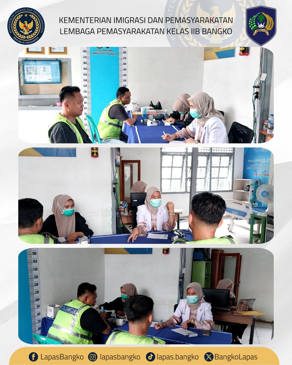 lapasbangko_'s tweet photo. Layanan Kesehatan Gratis di Lapas Bangko, 9 WBP Terima Pemeriksaan Medis

#KemenimipasRI
#Guardanguide
#Infoimipas
#Pemasyarakatan
#KanwilDitjenpasJambi
#Hidayat
#Heri https://t.co/9LeUBlI60L