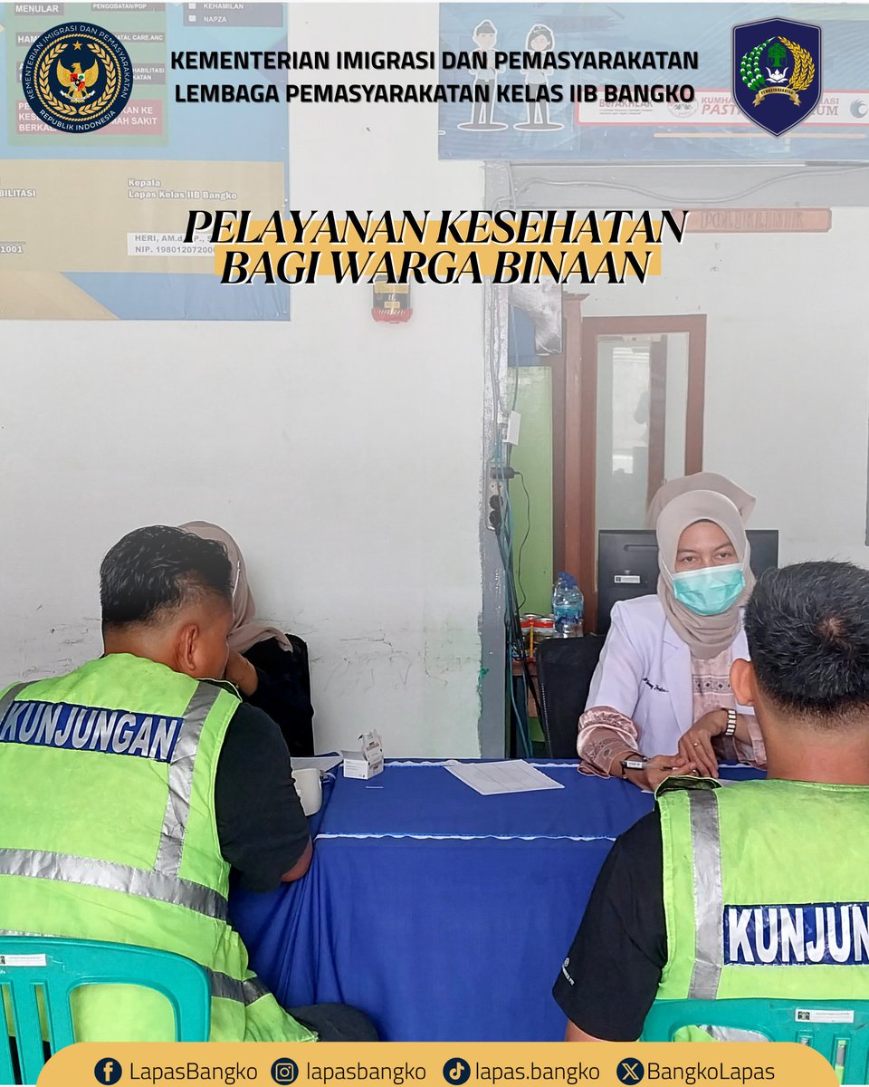 lapasbangko_'s tweet photo. Layanan Kesehatan Gratis di Lapas Bangko, 9 WBP Terima Pemeriksaan Medis

#KemenimipasRI
#Guardanguide
#Infoimipas
#Pemasyarakatan
#KanwilDitjenpasJambi
#Hidayat
#Heri https://t.co/9LeUBlI60L