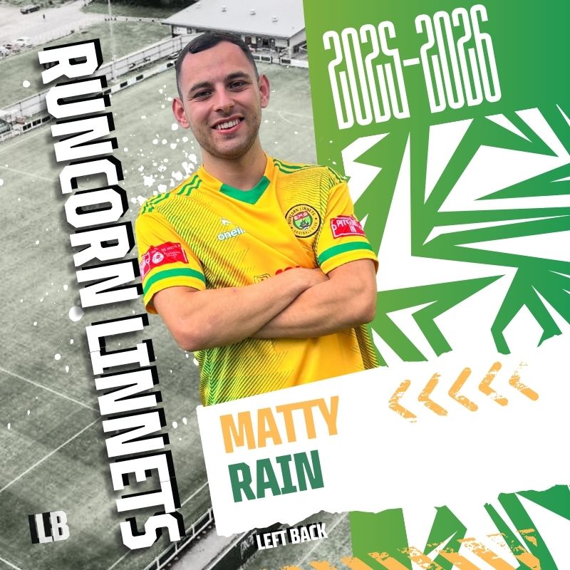 RuncornLinnets's tweet photo. 🖊️⚽ | RAIN SWAPS SIDES OF THE GATEWAY

We are pleased to confirm the signing of NPL west team of the year LB Matty Rain from Widnes FC. 

The highly-rated defender Matty had been almost an ever present since arriving at the Whites in October 2022