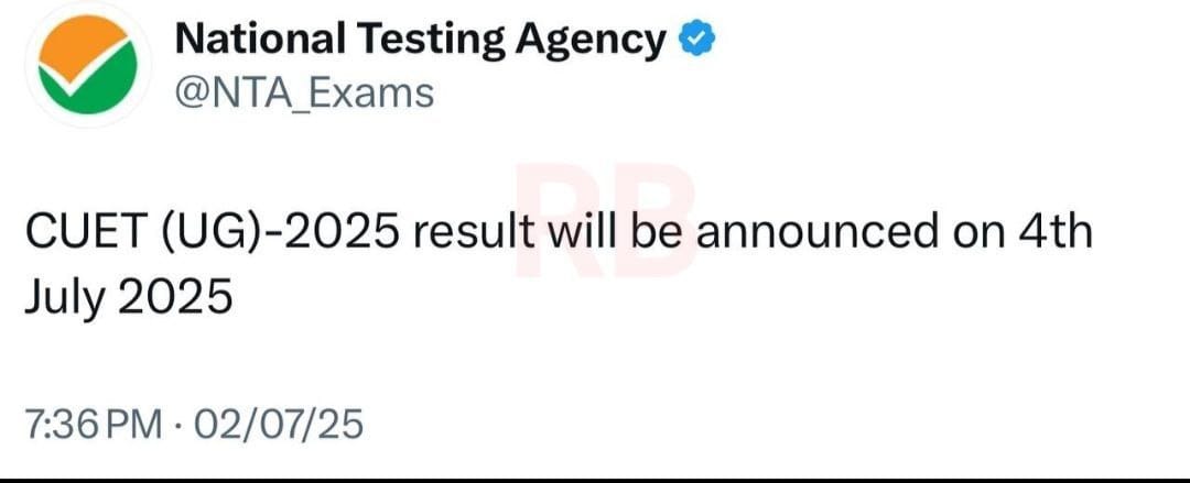 thenewsdrill's tweet photo. 🔴 NTA CUET UG 2025 Result Out

The National Testing Agency (NTA) has officially released the CUET UG 2025 results on its portal. https://t.co/AjRAhEK73N