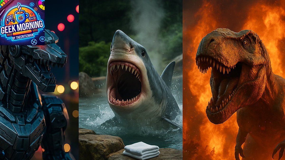 thecritizman's tweet image. GEEK MORNING: The GODZILLA ride, this shark movie is INSANE, Jurassic World CRUSHES EVERYTHING!

GEEK MORNING: L’attraction #GODZILLA, ce film de requin est DÉJANTÉ, Jurassic World ÉCRASE TOUT !

✅ linktw.in/QnzKKA

#HotSpringSharkAttack #Waterdrop