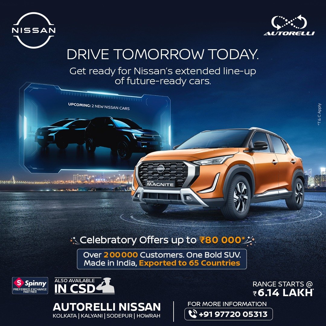AutoRelli Nissan Kolkata (@nissanautorelli) on Twitter photo Step into the future with the bold and powerful ๐๐๐ฐ ๐๐ข๐ฌ๐ฌ๐๐ง ๐๐๐ ๐ง๐ข๐ญ๐!
๐๐ง๐ฃ๐จ๐ฒ ๐๐๐ฅ๐๐๐ซ๐๐ญ๐จ๐ซ๐ฒ ๐๐๐ง๐๐๐ข๐ญ๐ฌ ๐ฎ๐ฉ ๐ญ๐จ โน๐๐,๐๐๐!
Now available in CSD too.
๐ WhatsApp us at wa.me/+919147097406
#Autorelli #Nissan #Kolkata #NissanMagnite Step into the future with the bold and powerful ๐๐๐ฐ ๐๐ข๐ฌ๐ฌ๐๐ง ๐๐๐ ๐ง๐ข๐ญ๐!
๐๐ง๐ฃ๐จ๐ฒ ๐๐๐ฅ๐๐๐ซ๐๐ญ๐จ๐ซ๐ฒ ๐๐๐ง๐๐๐ข๐ญ๐ฌ ๐ฎ๐ฉ ๐ญ๐จ โน๐๐,๐๐๐!
Now available in CSD too.
๐ WhatsApp us at wa.me/+919147097406
#Autorelli #Nissan #Kolkata #NissanMagnite