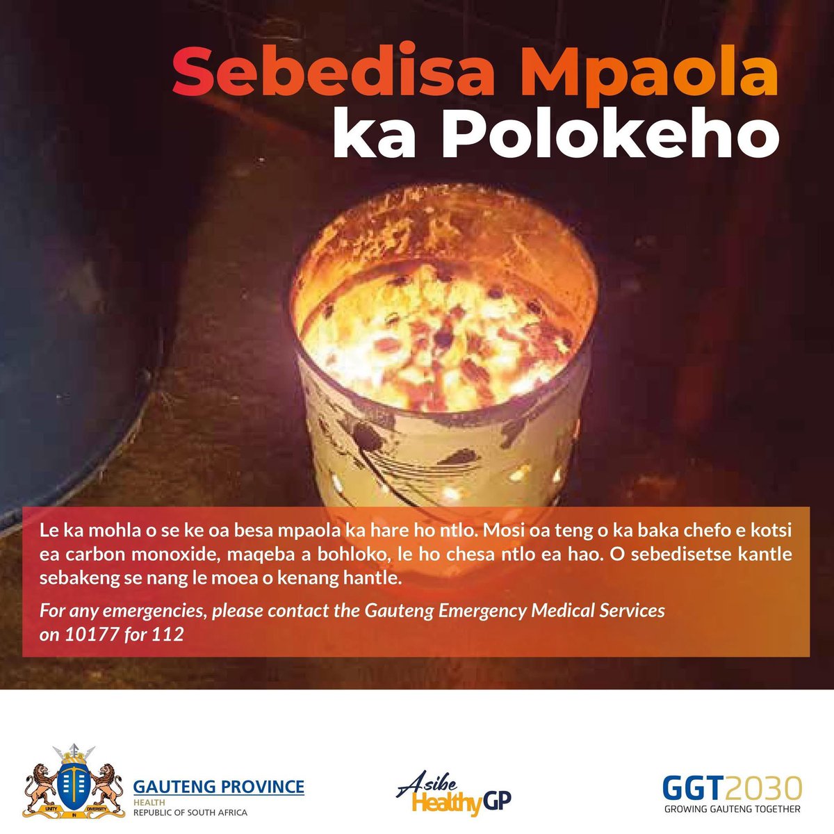 Maemo a lehodimo ha a thabisi, bohle ba hloka ho dula tuleng e futhumetseng. Empa nka keletse ena o bolokehe le ba lelapa la hao ha o sebedisa paola #AsibeHealthyGP #BurnsAwareness