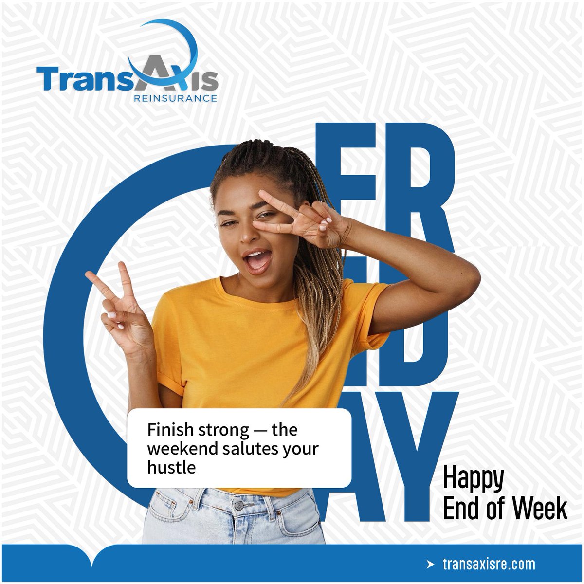 transaxisre's tweet image. Finish strong, the weekend salutes your effort.
At TransAxis, we celebrate the power of consistency and the wins, big or small, that shape the week.

Happy Friday!
#TransAxisRe #FridayVibes #StrongFinish #ReinsuranceWithPurpose